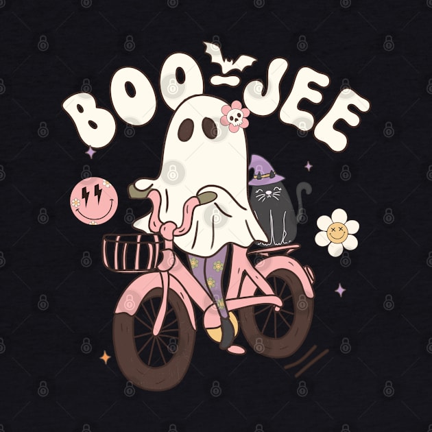 Funny Boo jee Vintage Halloween Design Groovy - Ghost Halloween Costume Present Idea For Girls by Arda